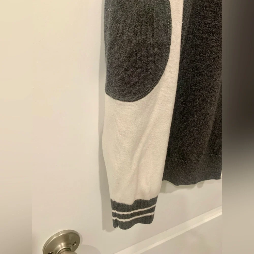 H&M Gray & Cream Boyfriend / Collegiate Style Cardigan - Picture 2 of 5